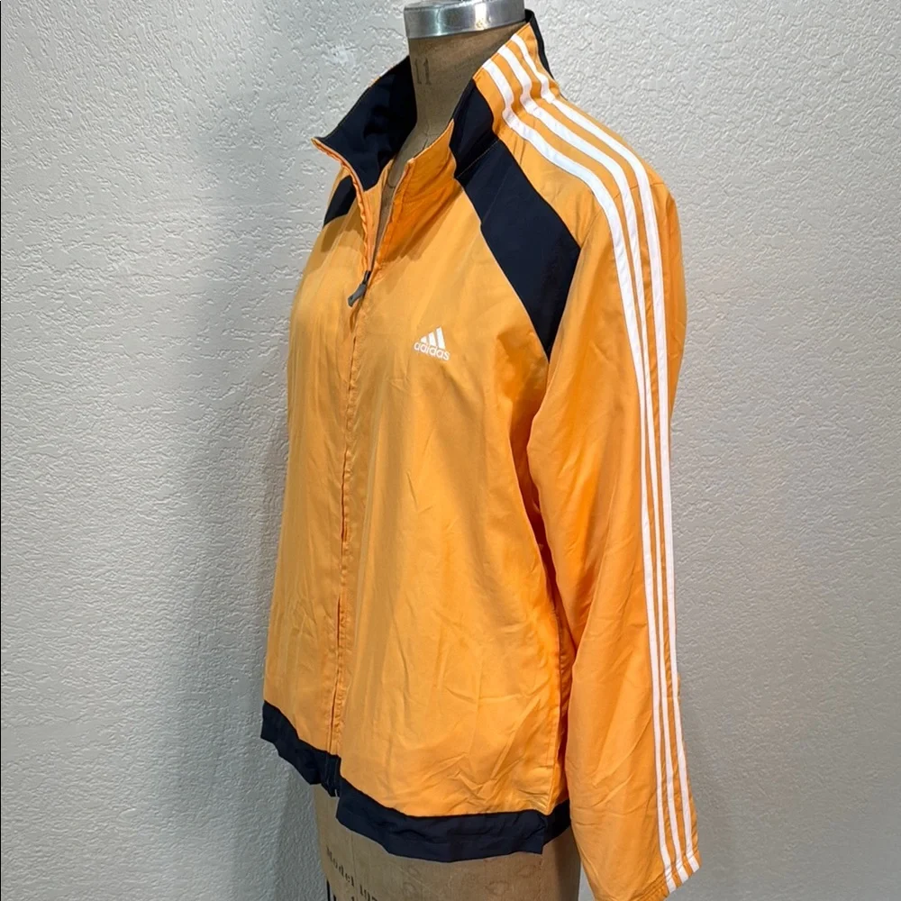 Adidas Vibrant Orange Grey Women‎ Zip Up Wind Breaker Jacket With Pockets XL